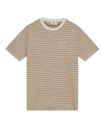 Anerkjendt T-shirt à rayures en coton/lin Rod S/s en encens - Neutre