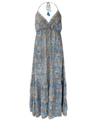 Black Colour Luna Halterneck Dress Aqua Tropic - Azul