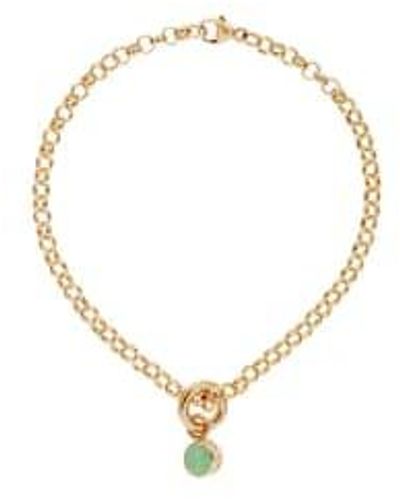 Renné Jewellery Pulsera belcher oro 9 quilates y tiny sweetie crisoprasa - Metálico