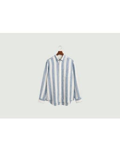 GANT Striped Linen Shirt L - Blue