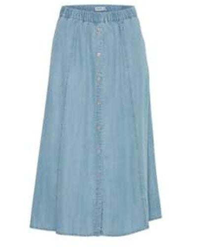 B.Young Byoung Long Skirt 3 In Light Blue Denim