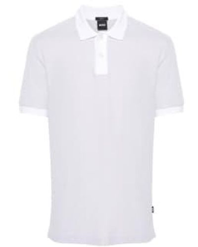 BOSS Phillipson 37 Silver White Slim Fit Two Tone Polo Shirt 50513580 100