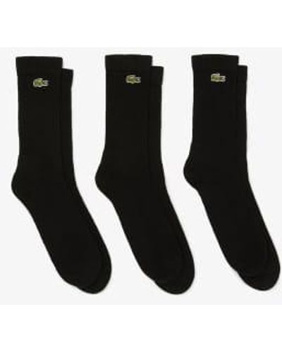 Lacoste Paquete 3 calcetines portivos negros alto corte
