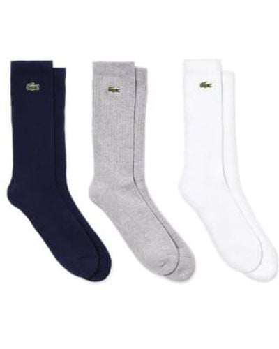 Lacoste Sport Socks 3 Pack Ra4182 Navywhitegrey - Bianco