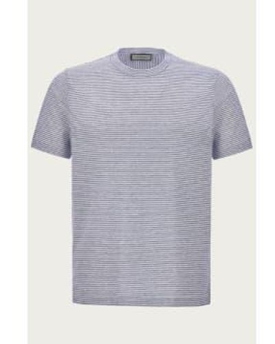 Canali And White Striped Cotton And Linen T Shirt T0003 Mj02041 300 - Grigio