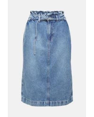 Esprit Skirt With Paperbag Waistband - Blue