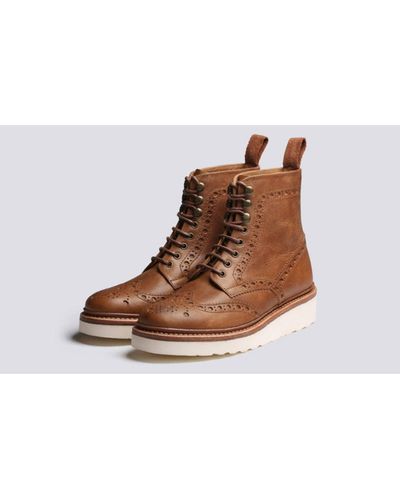 grenson tan brogue boots