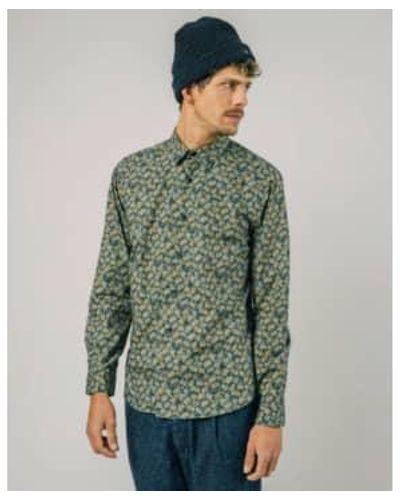Brava Fabrics Navy Miniflower Shirt S - Green