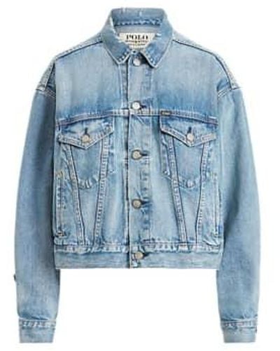 Ralph Lauren Over Sized Cropped Trucker Jacket - Blue