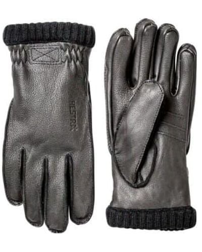Hestra Black Deerskin Primaloft Rib Gloves - Nero