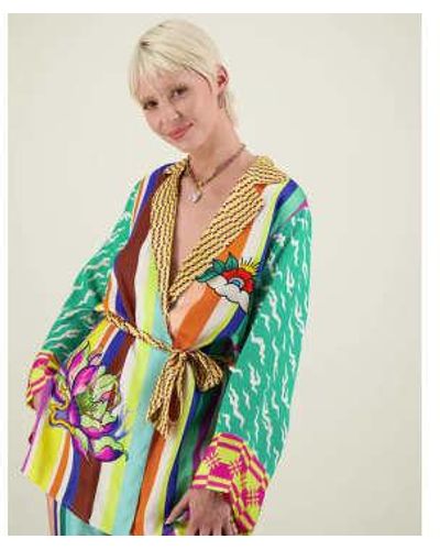 ME 369 Lucia Kimono Jacket Artisan Multi / S - Green