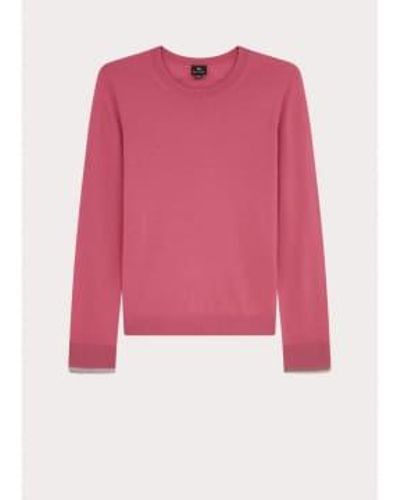 Paul Smith Crew Neck Sheer Cuff Sweater Col: 54 , Size: M - Pink