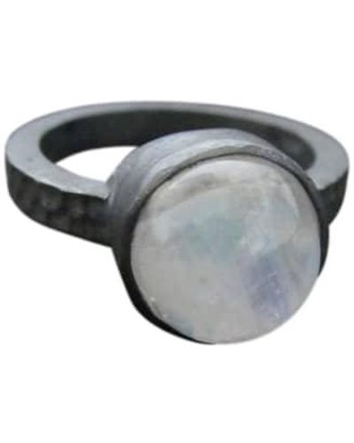silver jewellery Oxidised Ring With Ranbow Moonstone 8 - Gray
