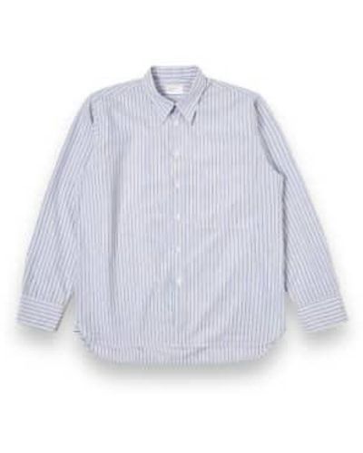 Universal Works Square Pocket Shirt 30677 Busy Stripe Cotton /orange M - Blue