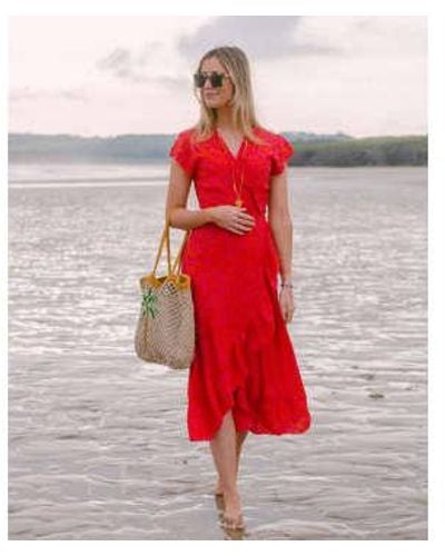 The Aloft Shop Kim Leopard Wrap Dress S/m - Red