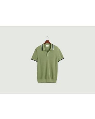 GANT Cotton Pique Polo Shirt With Contrasting Edges S - Green