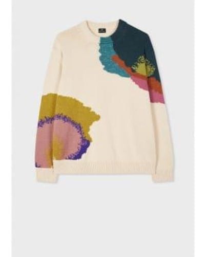 Paul Smith Abstract Flower Crew Neck Sweater Col: 04 Ivory, Size: Xs Xs - Multicolor