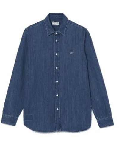 Lacoste Regular fit shirt organic cotton blue - Azul