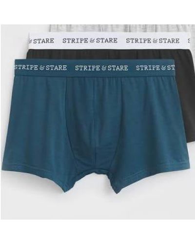 Stripe & Stare Mens Boxer Midnight - Blu
