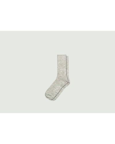 Nudie Jeans Slub Stripe Socks - White