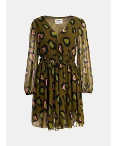 Essentiel Antwerp Et black coprey leopard print robe courte - Vert