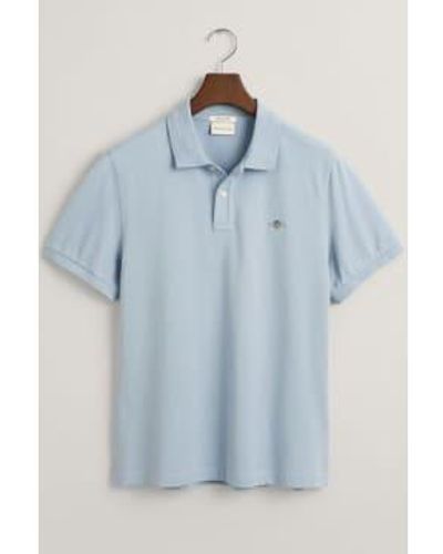 GANT Regular Fit Shield Pique Polo Shirt In Dove 2210 474 - Blu