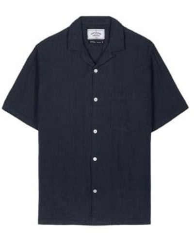 Portuguese Flannel Linen Camp Collar Shirt Navy / Xl - Blue