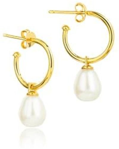 Claudia Bradby Small Favourite Pearl Hoop With Drop 1 - Metallizzato