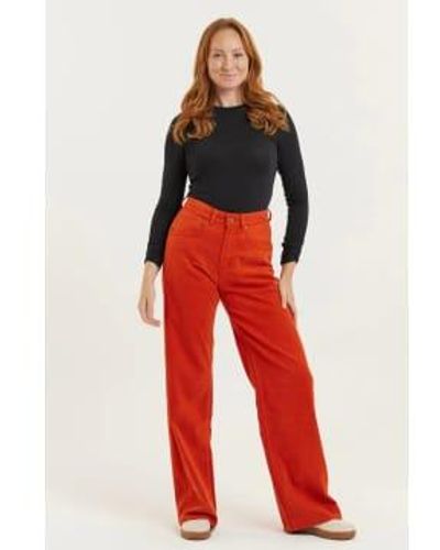 Flax and Loom Burnt Recycled Wood Etta High Waist Wide Leg Jeans 28r - Red