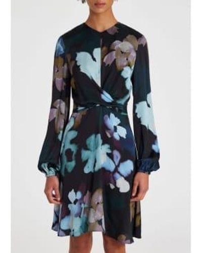Paul Smith Natures Floral Twist Robe Taille: 12, Col: Navy - Bleu