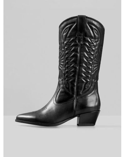 Vagabond Shoemakers Emily Black Leather Cowboy Boots
