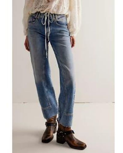 Free People We The Free Risk Taker Mid Rise Jeans Mantra - Blu