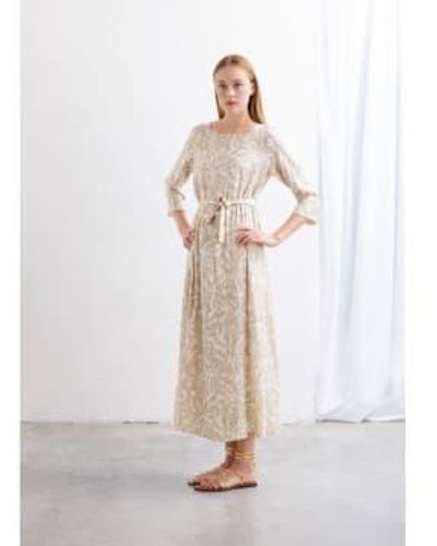 Whyci Floral Print Midi Dress With Belt 2052 - Bianco
