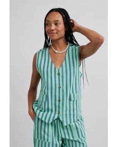 Damson Madder Coco Oversized Waistcoat Stripe - Blu