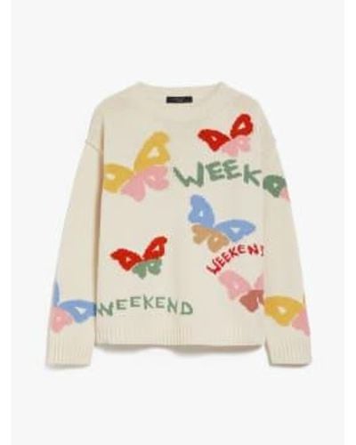 Weekend by Maxmara Zingaro Printed Knit Col: Butterfly, Size: M - White