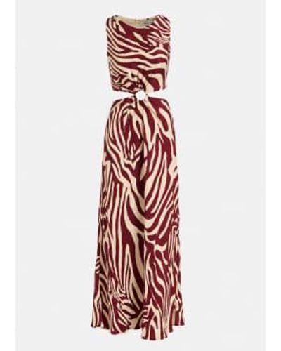 Essentiel Antwerp Fiora Cut Out Dress Burgundy Zebra 38 - Red