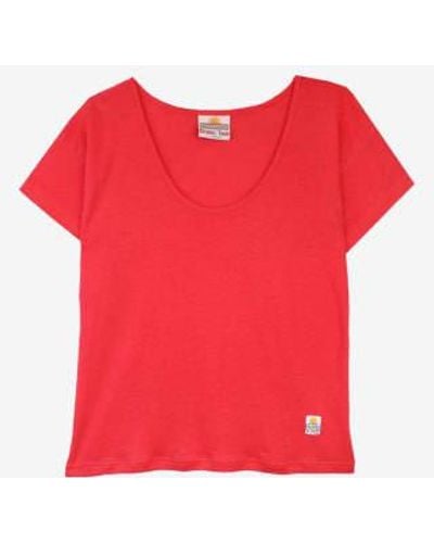 L.F.Markey Raspberry Square Cut Tee T Shirt - Rosso
