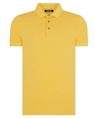 Remus Uomo Textured Collar Polo Shirt 2xl - Yellow