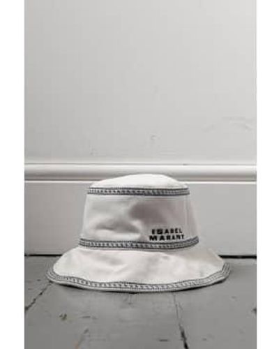 Isabel Marant Halena Ecru Embroidered Bucket Hat O/s - Gray