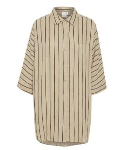 Ichi Foxa Beach Shirt-doeskin/ Stripes-20120963 - Natural