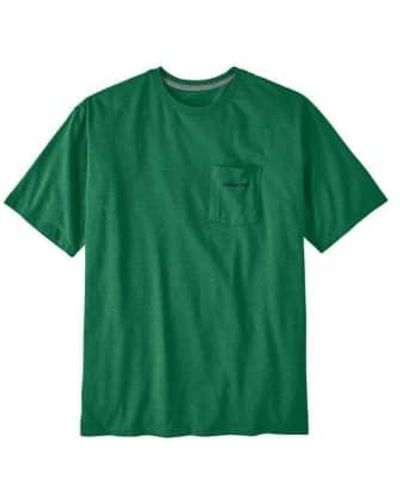 Patagonia T Shirt Boardshort Logo Pocket Uomo Gather - Verde