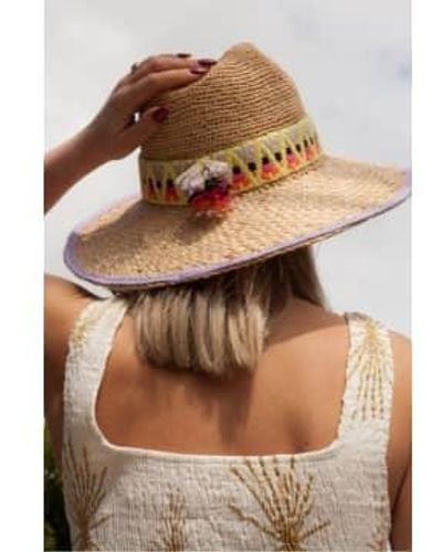 Raffaello Bettini Straw Hat With Embroidered Band - Marrone
