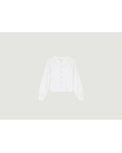 Leon & Harper Sweat-shirt boutonné en plaine sensas - Blanc
