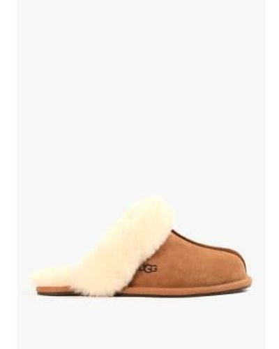 UGG Scuffette Chestnut Suede Shearling Slippers 37 - Natural