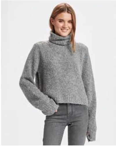 Numph Nuwilla Rollneck Sweater M - Gray