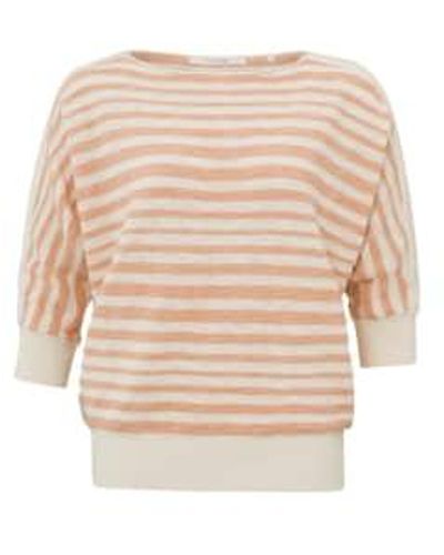 Yaya Batwing Sweater With Boatneck And Stripes Or Dusty Orange Dessin - Neutro