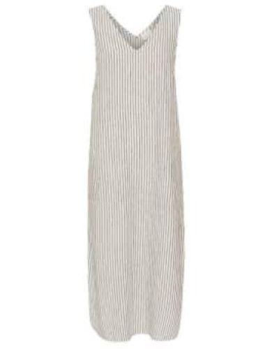Kaffe Milia Sleeveless Dress In Chalk Stripe - Bianco