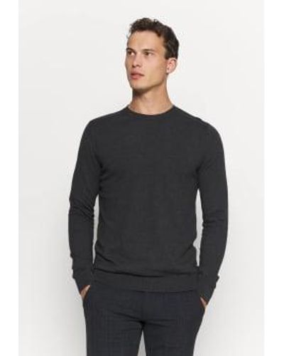 SELECTED Pull Fin Homme Gris Fonce - Nero