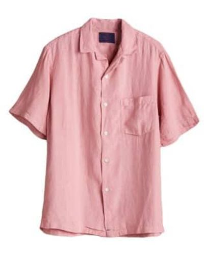 Portuguese Flannel Linen Camp Collar Shirt - Rosa