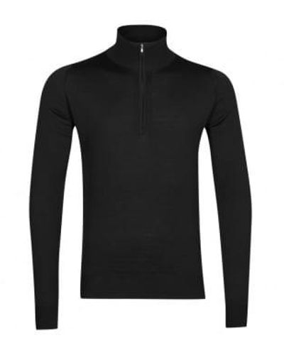 John Smedley Barrow Quarter Zip Jumper - Nero